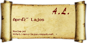 Apró Lajos névjegykártya